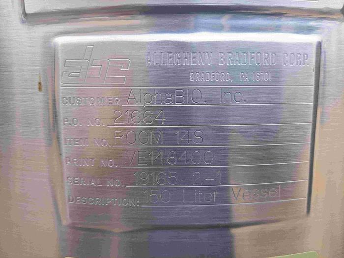 Used Tank, 39 Gallon, 316 Stainless Steel, 20" x 28", 50 PSI, Full Vacuum, DT/DB, #S742799