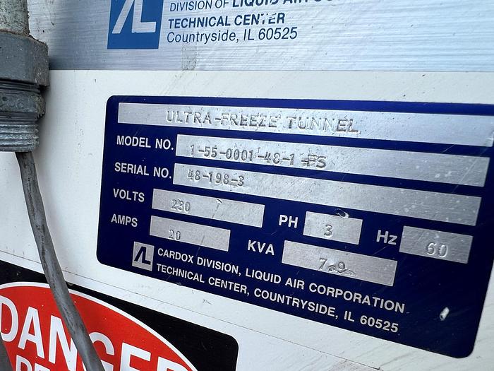 Used Refrig, Freeze Tunnel, 48" x 15', Stianless Steel, Cardox, Ultra-Freeze - #4957583