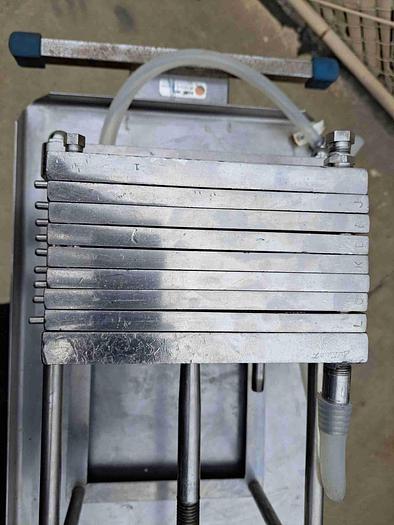 Used Filter, P&F, 7 5/8" x 7 5/8", Stainless Steel, Schenk, 1/2" diameter inlet outlet #S745187