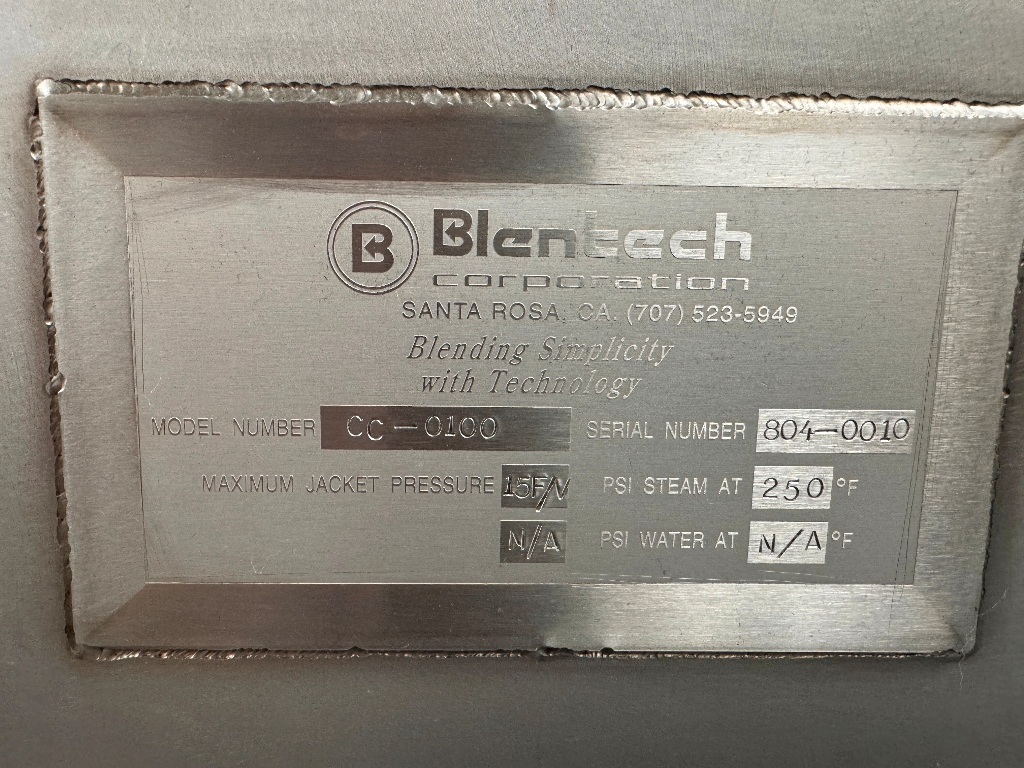 Used Cooker/Mixer, 100 Gallon, Blentech Model CC-0100, Jacketed, Twin-Screw, #5991904