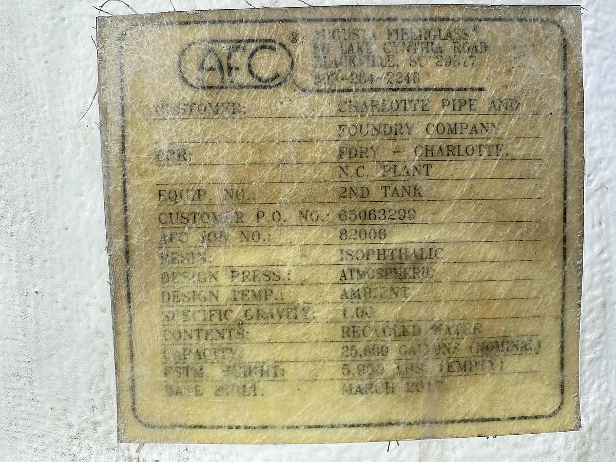 Used Tank, 25,000 Gallon, Fiberglass, Vertical, Augusta, Atmospheric