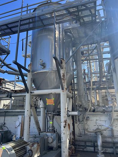 Used Tank, 2,500 Gallon, Stainless Steel, 6'x15', Cone #S745048