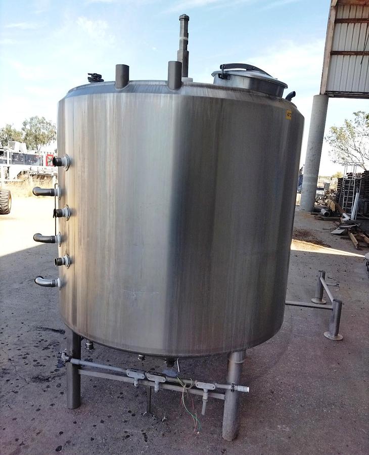 Used Tank, 1,000 Gallon, Stainless Steel, Jacketed, Agitated, Cone Bottom, Qualtech, #5991884