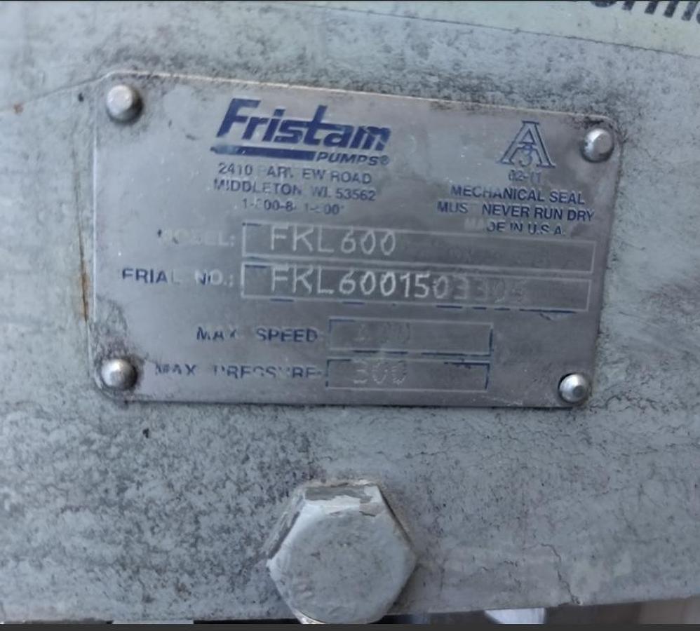 Used Pump, Positive, Fristam FKL 600, 125HP, 6" In/Out, Flanged, #5991932