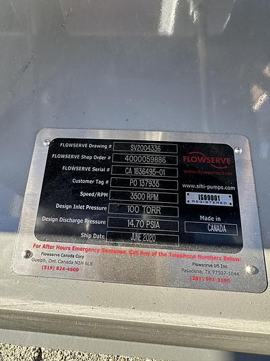 Unused Pump, Liquid Ring, 3 HP, Flowserve, Model LPHR 25007, Unused #S745348