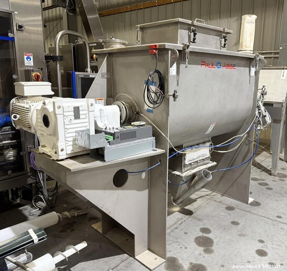 Used Mixer, Ribbon, 35 CF, Stainless Steel, Paul O. Abbe, Model RB-35, 20 HP, Double Spiral, #5992010