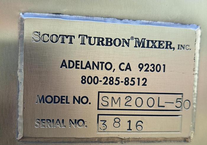 Used Mixer, Model SM200L-50, 50 HP, S/st, Scott Turbon #S745302