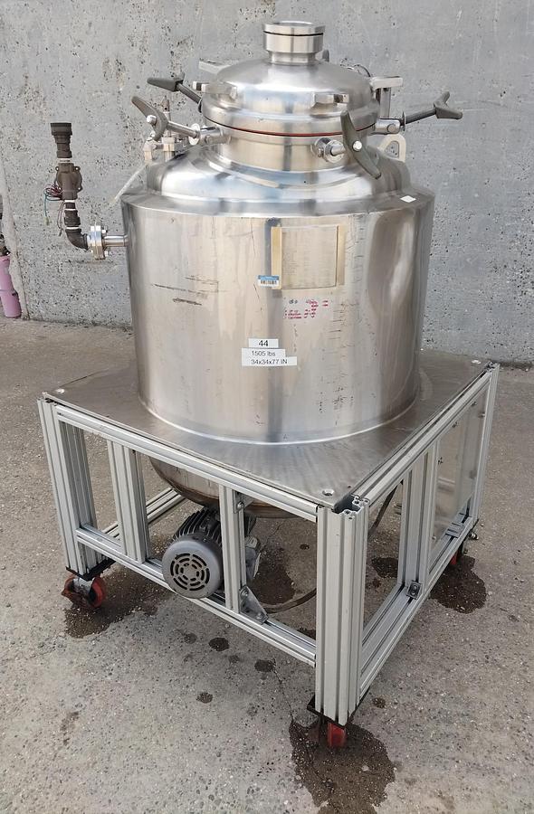 Used Tank, 100 Gallon, Precision Stainless, Jacketed, Agitated, Stainless Steel, #5991465