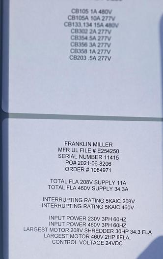 Unused Shredder, 30 HP, 23" x 42" Chamber, 48" Sweco Screener, #5533735