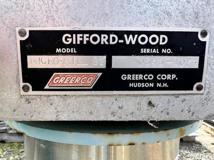 Used Mill, Colloid, Gifford-Wood, Model Micro 81, 316 Stainless steel, Jacketed #S741512