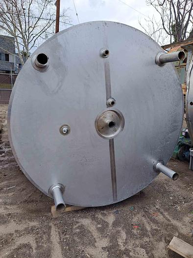 Used Tank, 2,000 Gallon, 304 Stainless Steel, Jacketed, Full Vacuum #S744961