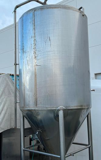 Used Stainless Steel 1,000 Gallon Jacketed Tank with Steep Cone Bottom