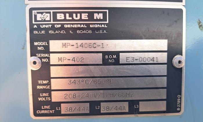 Used Oven, Blue M, Model MP-1406C-1, 36" x 48" x 24", Stainless Steel, 24 Cubic Feet #S744608