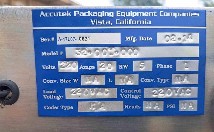 Used Tamper Evident Band Sealer, Accutek, Model 42.TEB.001, 65 Bottles/Min - #4490005