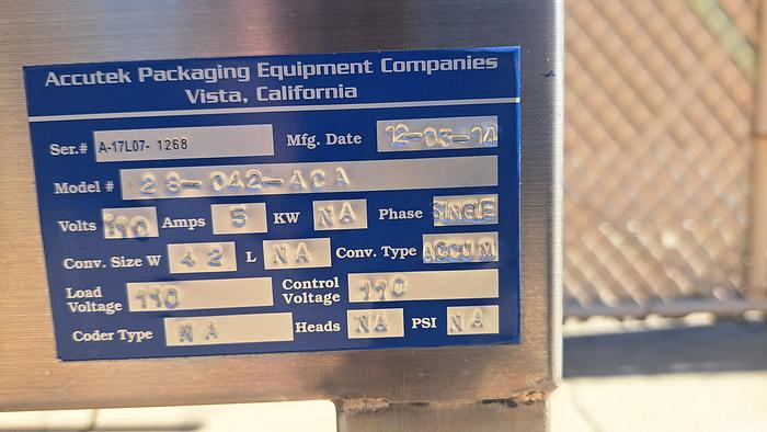 Used Labeler, Pressure Sensitive, Accutek 24 APS 106,  Includes Turntables #S745248