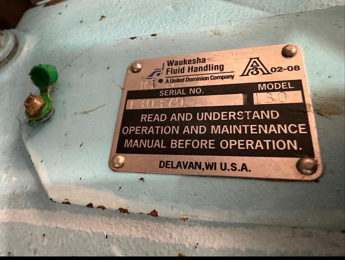Used Pump, Positive, Waukesha, 130, 10 HP, 3" In/Out, #5991038