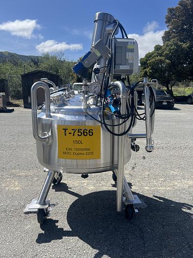 Used Reactor, 40 Gallon (150 Liters), 316L Stainless Steel, Jacketed, 45 PSI Internal, Agitated #S745436