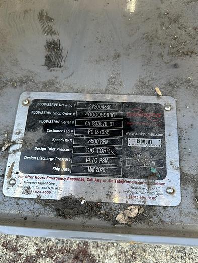 Used Pump, Liquid Ring, 3 HP, Flowserve, Model LPHR 25007, Used #S745339