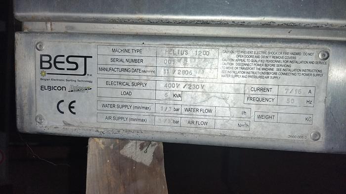 Used Color Sorter, Tomra Helius 1200, Stainless Steel, Laser Sorter #C745235