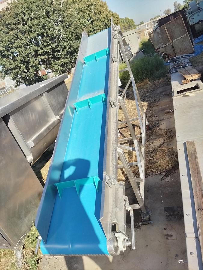 Used Conveyor, Belt, Incline, 24” W x 13’ L, Stainless Steel, Cleated, 2 HP, #5991605
