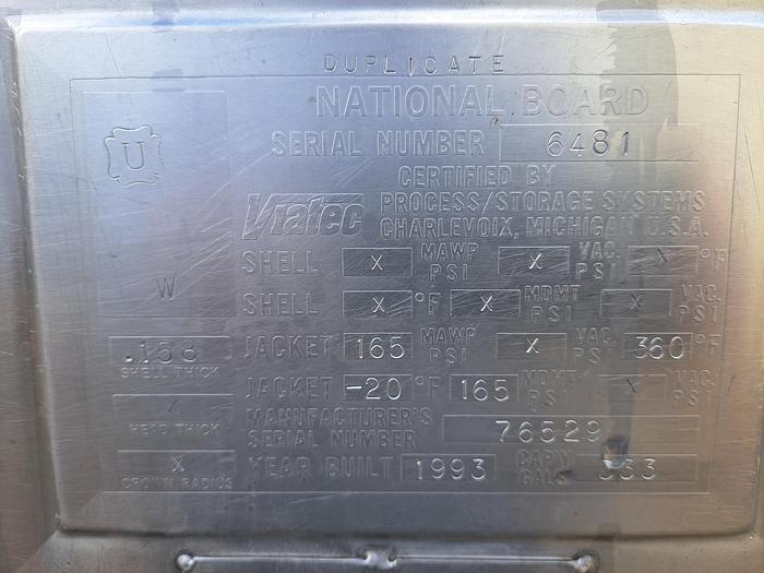 Used Kettle, 333 Gallon, S/st, Jkt, Agit, Horizontal Trough #C745036