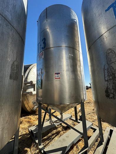 Used Tank, 750 Gallon, 316 Stainless Steel, Cone Bottom, #5991024