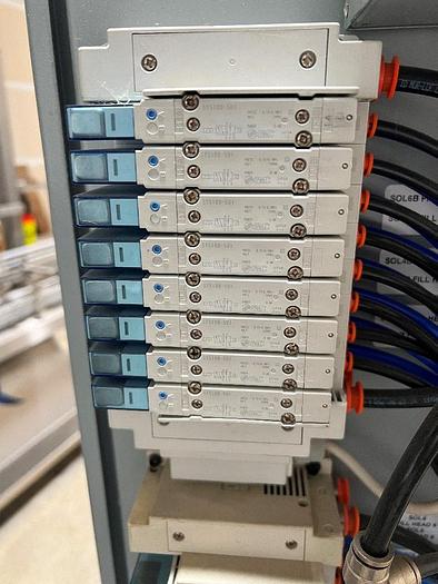 Used Filling Line, 12-Head, Overflow Filler, Inline Capper, Wrap Labeler #C745379