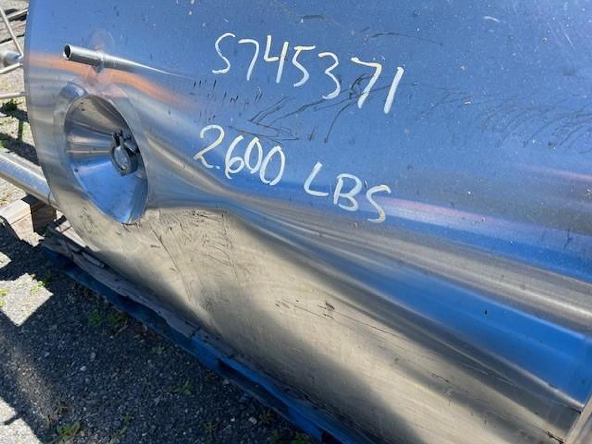 Used Tank, 300 Gallon, 316L Stainless Steel, Jacketed, Scrape Agitated, Feldmeier #S745371