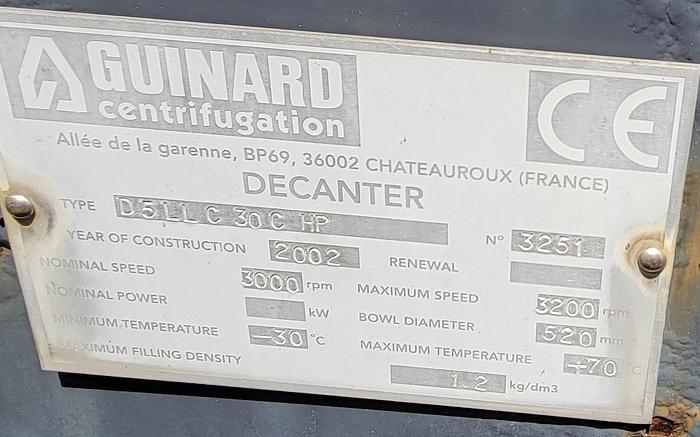 Used Centrifuge, Decanter, Andritz, D5LL, 316 Stainless Steel #S738280