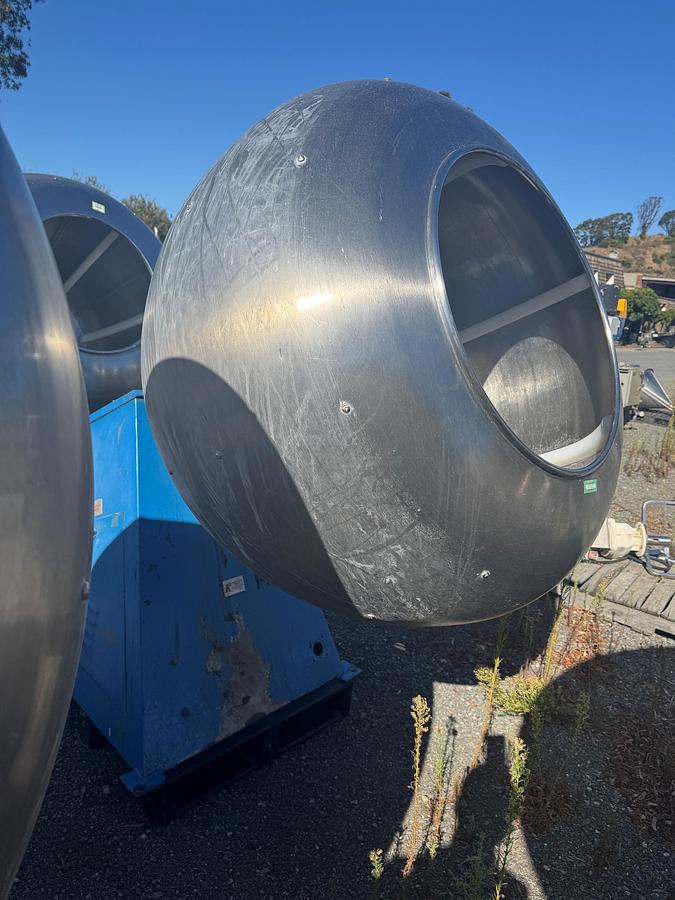 Used Coating Pan, 48" Diameter, Stainless Steel, Teflon Baffles, (2) Available, #5991574