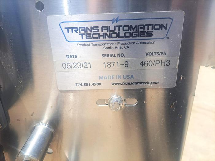 Used Conveyor, Trans Automation Technologies, 8" x 15', Stainless Steel Frame #5512921