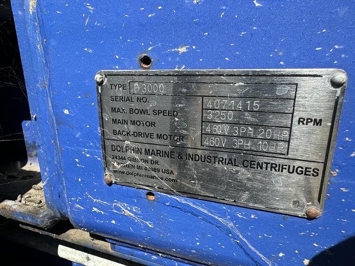 Used Centrifuge, Decanter, Sharples, P3000, Dolphin Centrifuge, #5990971