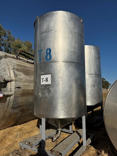 Used Tank, 750 Gallon, 316 Stainless Steel, Cone Bottom, 4' x 8', #5990993