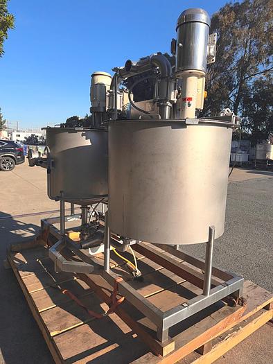 Used Tank, 250 Gallon Total, Dual Tank, High Shear Mixing Skid, #5991228