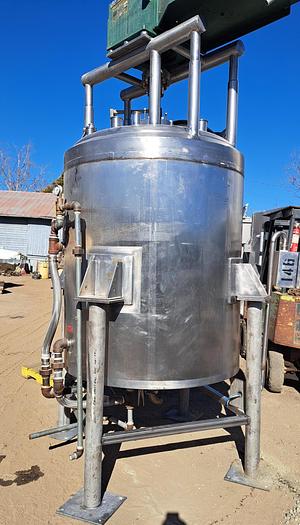 Used Tank, 500 Gallon, Stainless Steel, Jacket, Agitated, Crepaco #5991236