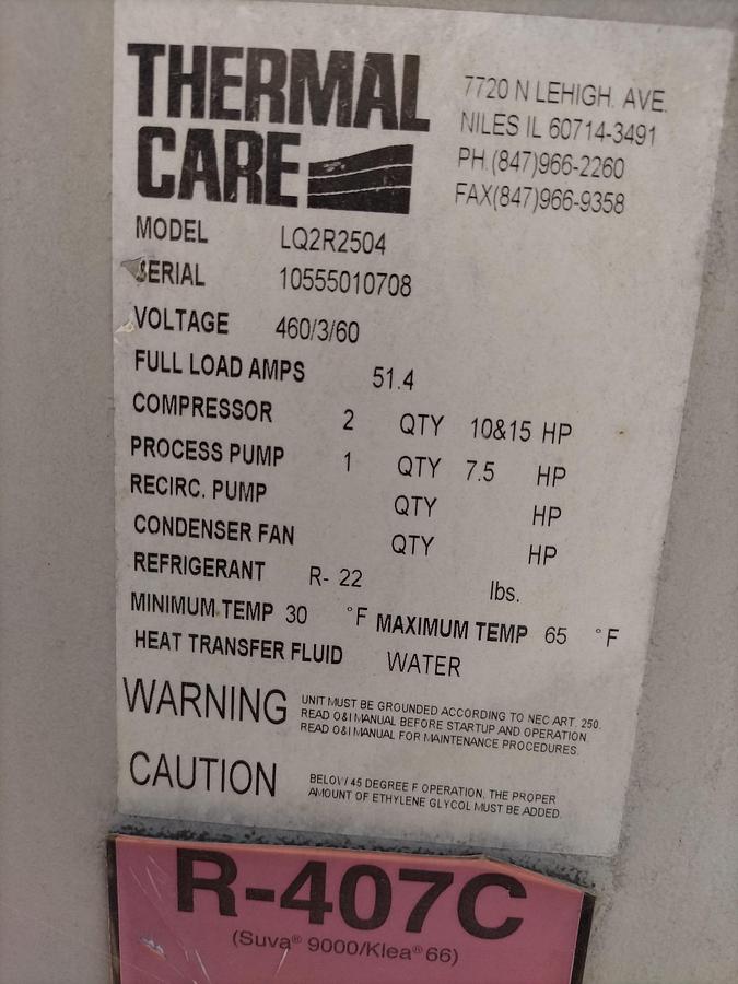 Used Refrig, Chiller, AccuChiller, Mdl LP2R2504, (2) Compressors, #S743958