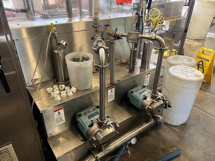 Used Filamatic 2-Head Cubitainer Filler and Capper with Conveyor