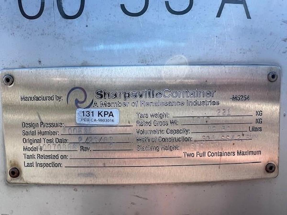 Used Tank, 330 Gallon, S/st, 40 PSI, Sharpsville, DT/DB #5991410