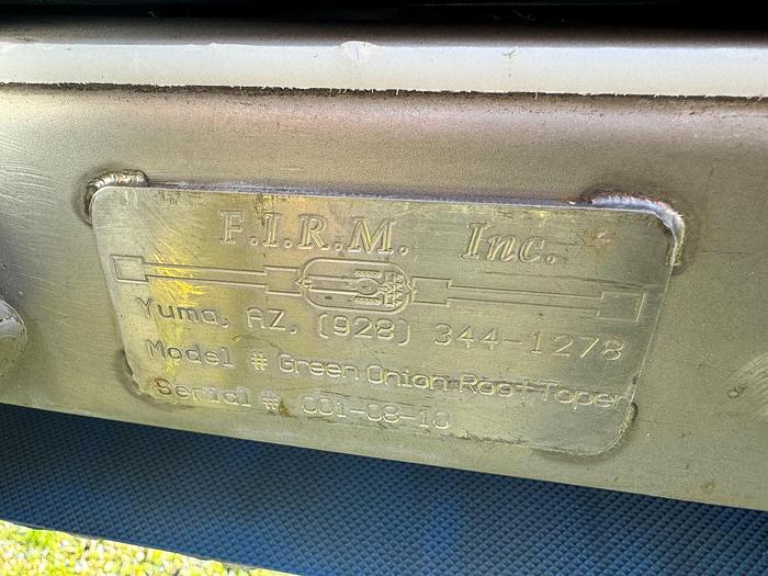 Used Slicer, Tip and Tail Cutter, Topper, F.I.R.M. Inc., 16" Wide Belt, 12" Blade - #5355506