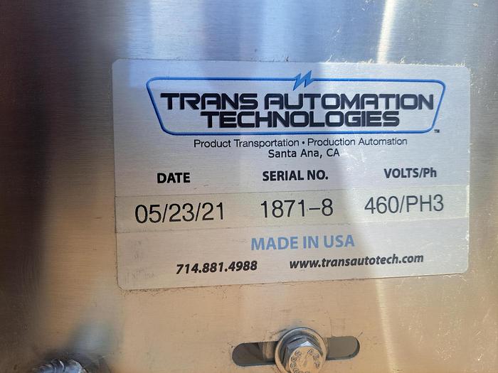Used Conveyor, Trans Automation Technologies, 3.5" x 7', Stainless Steel Frame #5512924