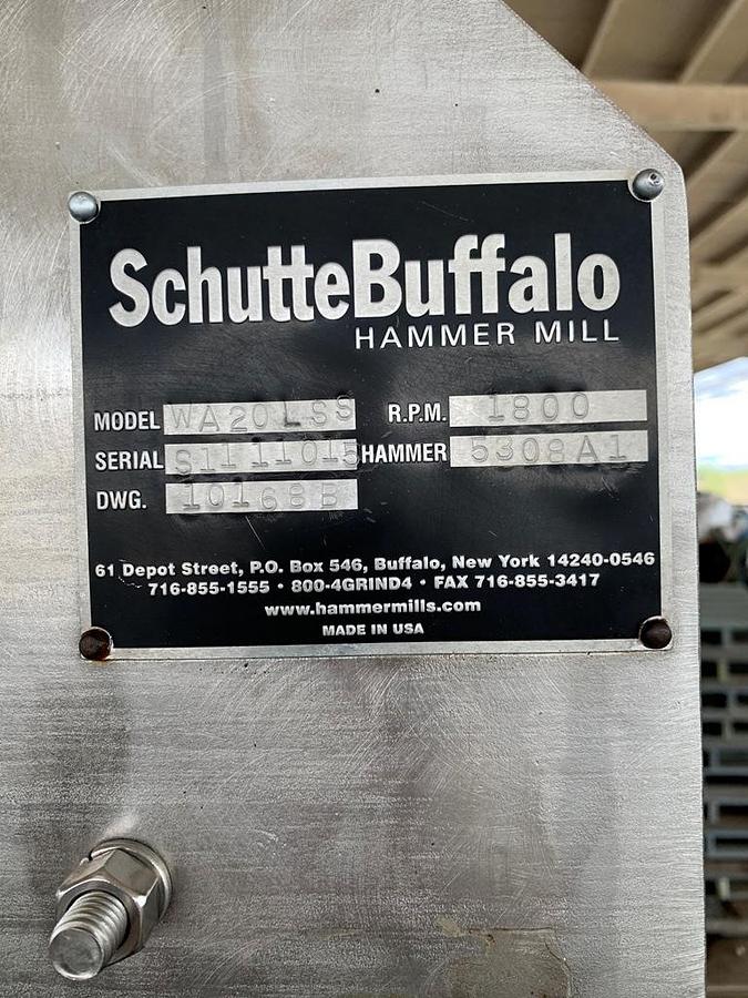 Used Mill, Hammer, Schutte Buffalo, Model WA20LSS, Stainless Steel, #5991941