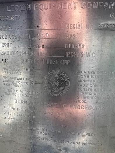 Used Kettle, 80 Gallon, S/st, Jkt, Legion, Mdl LGB-80, #S740977