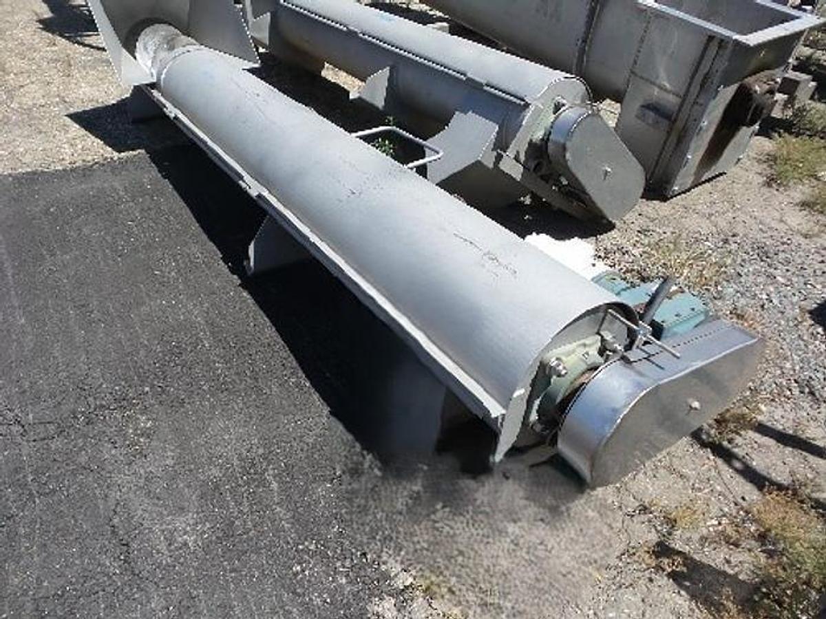 Used Conveyor, Screw, 12 in Wide x 10 ft Long, Stainless Steel, 1.5 HP, #5991993