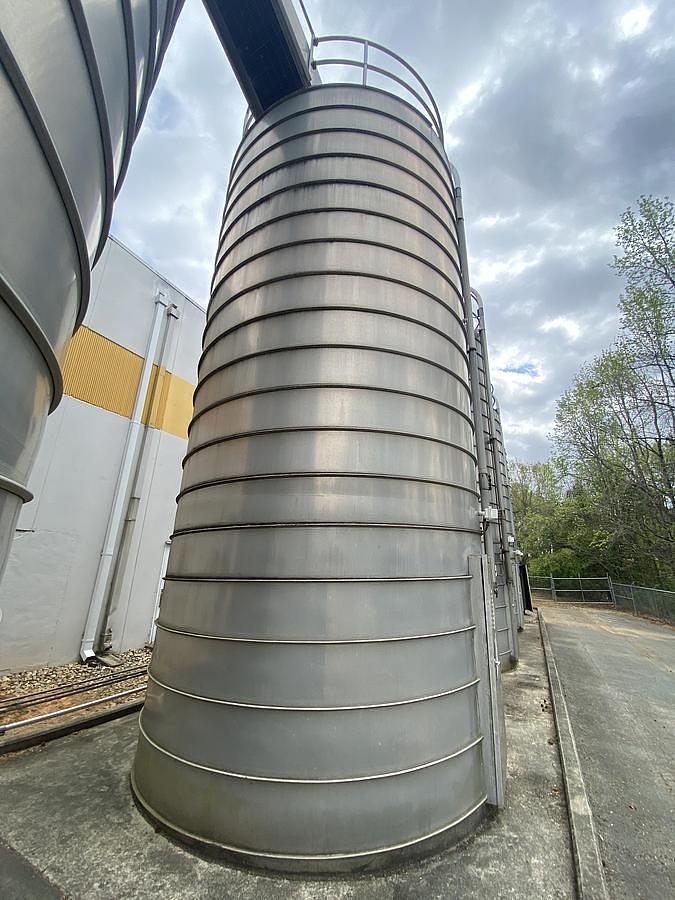 Used Tank, 11,000 Gallon, 12' Diameter x 24' High, Spiral Aluminum, Vertical Cone Bottom, Conair, Silo, #5991771