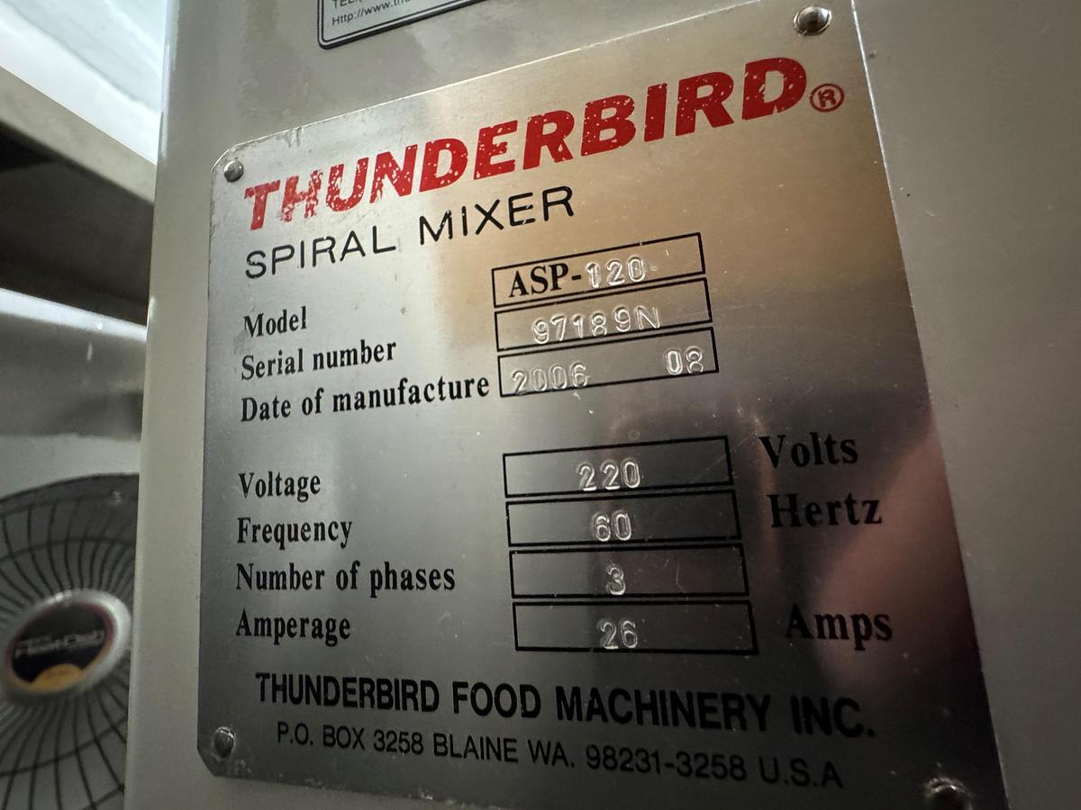 Used Mixer, Dough, Spiral, 250 Pound, Thunderbird ASP-120, 7.5 HP, #5991555