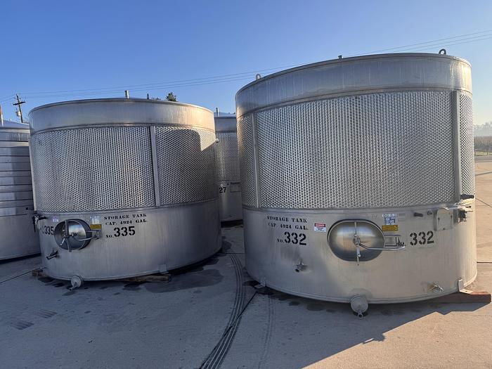 Used 5,000 Gallon, Stainless Steel, Dimple Jacketed, Sloped Bottom, Stand Mounted #5991278