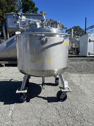 Used Reactor, 40 Gallon (150 Liters), 316L Stainless Steel, Jacketed, 45 PSI Internal #S745425
