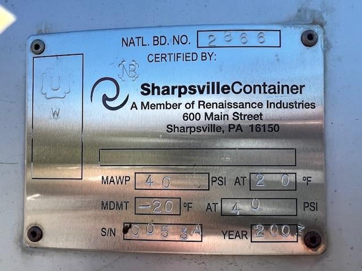 Used Tank, 330 Gallon, S/st, 40 PSI, Sharpsville, DT/DB #5991410