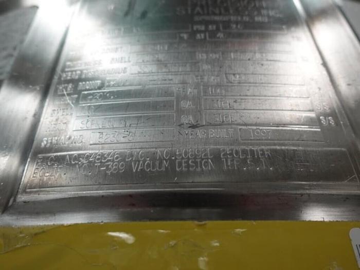 Used Reactor, 65 Gallon (250 Liters), 316L S/St, Jkt, Agitated #S745443