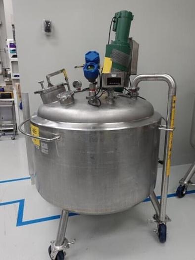 Used Reactor, 130 Gallon (500 Liters), 316L S/St, Jacketed, 45 PSI Internal, Agitated #S745435